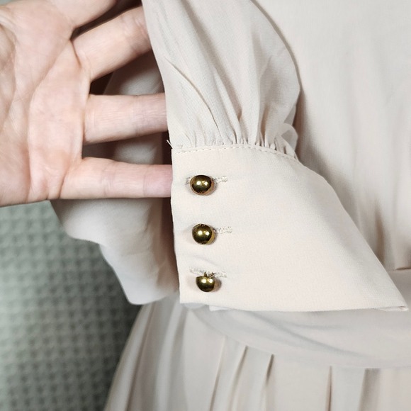 Baltic Born Blush Maxi Dress M Long‎ Sleeve Chiffon Wrap Formal Gown - Picture 4 of 12